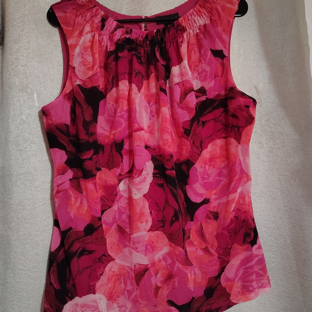 Worthington Pink and Black Floral Blouse